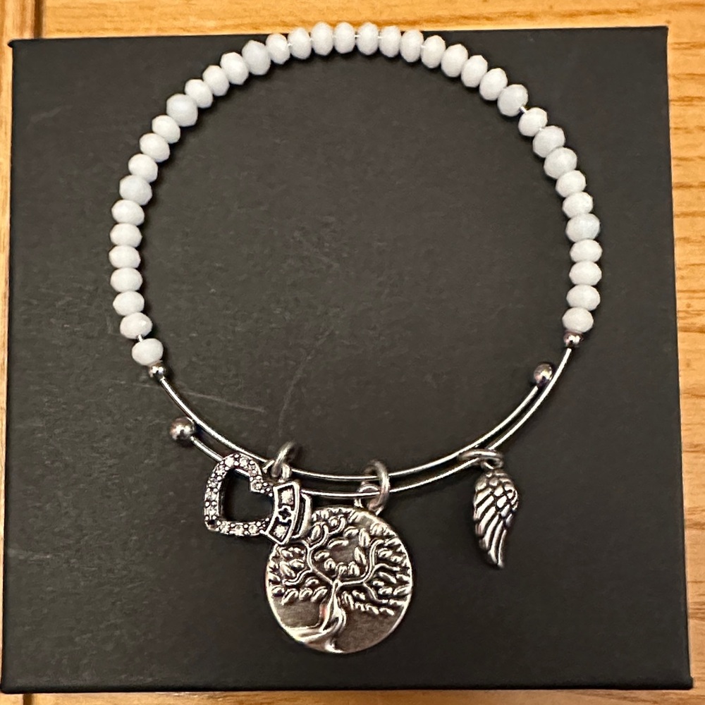 Nurse Silver Bracelet with White Beads